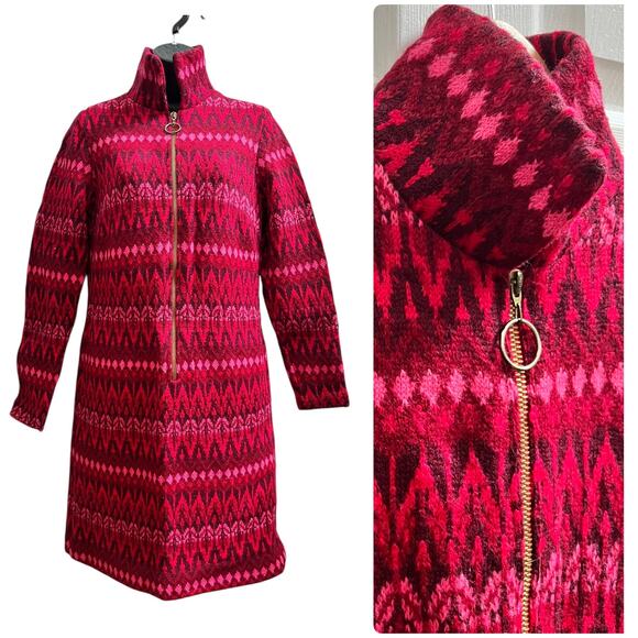 Vintage Iceland Jersey Modeller Pure New Wool Geometric Pattern Sweater Dress M - Picture 1 of 14